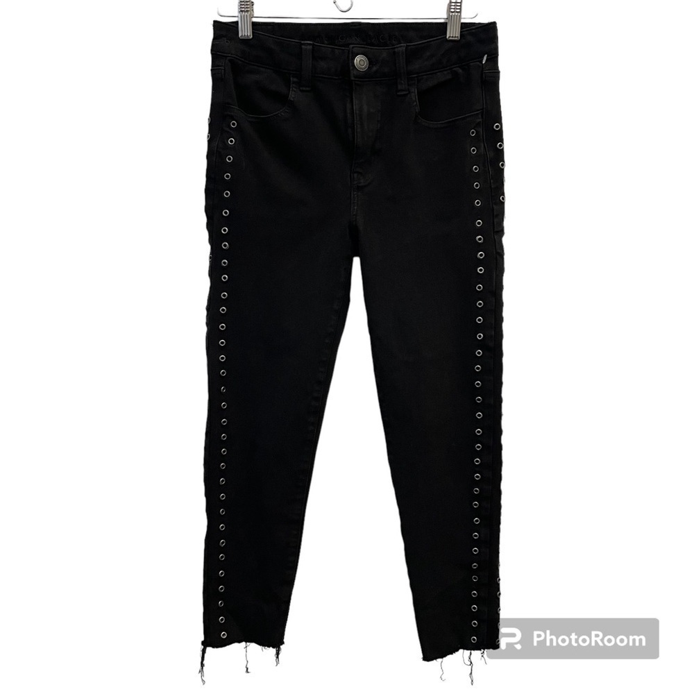 American Eagle Black Grommet leg hi rise jeggings